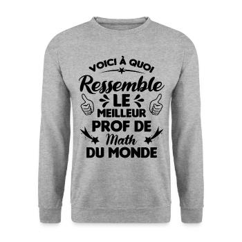 Voici Le meilleur Prof de Math du monde - Sweat-shirt Unisexe - gris chiné - Devant - Alina (178cm) & Michal (187cm)