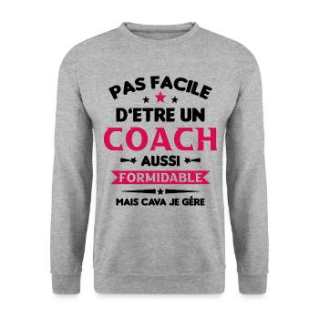 Coach Formidable Idée Cadeau Entraîneur Drôle - Sweat-shirt Unisexe - gris chiné - Devant - Alina (178cm) & Michal (187cm)
