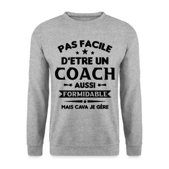 Coach Formidable Idée Cadeau Entraîneur Drôle - Sweat-shirt Unisexe - gris chiné - Devant - Alina (178cm) & Michal (187cm)