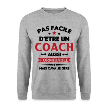 Coach Formidable Idée Cadeau Entraîneur Drôle - Sweat-shirt Unisexe - gris chiné - Devant - Alina (178cm) & Michal (187cm)