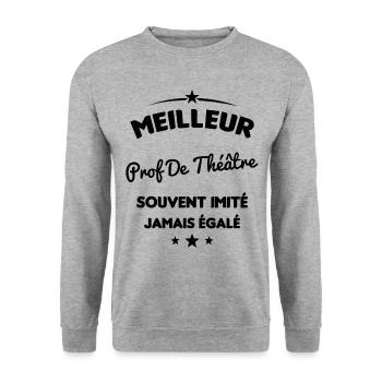 Prof De Théâtre Cadeau Humour Personnalisé - Sweat-shirt Unisexe - gris chiné - Devant - Alina (178cm) & Michal (187cm)