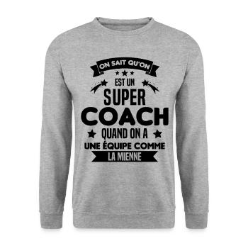 On Sait Qu'on Est Un Super Coach - Sweat-shirt Unisexe - gris chiné - Devant - Alina (178cm) & Michal (187cm)