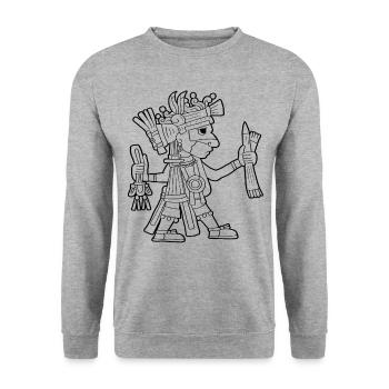 Ahuiateteo Dieu aztèque Maya Inca Toltèques - Sweat-shirt Unisexe - gris chiné - Devant - Alina (178cm) & Michal (187cm)