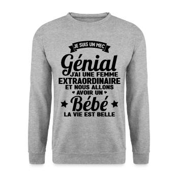 Je suis un mec génial j'ai une femme extraordinair - Sweat-shirt Unisexe - gris chiné - Devant - Alina (178cm) & Michal (187cm)