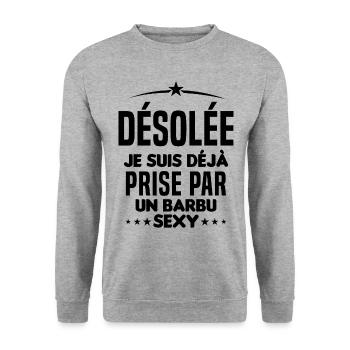 Désolée je suis déjà prise par un barbu sexy - Sweat-shirt Unisexe - gris chiné - Devant - Alina (178cm) & Michal (187cm)