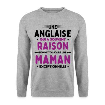Une anglaise donne toujours maman exceptionnelle - Sweat-shirt Unisexe - gris chiné - Devant - Alina (178cm) & Michal (187cm)