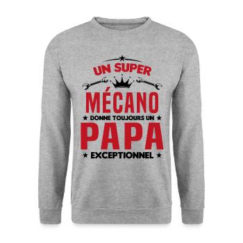 Mécano papa cadeau drôle fête des pères garagiste - Sweat-shirt Unisexe - gris chiné - Devant - Alina (178cm) & Michal (187cm)