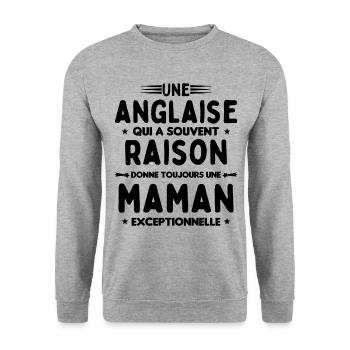 Une anglaise donne toujours maman exceptionnelle - Sweat-shirt Unisexe - gris chiné - Devant - Alina (178cm) & Michal (187cm)