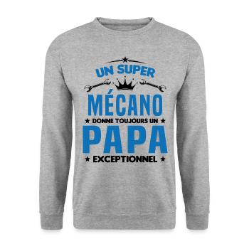 Mécano papa cadeau drôle fête des pères garagiste - Sweat-shirt Unisexe - gris chiné - Devant - Alina (178cm) & Michal (187cm)