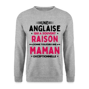 Une anglaise donne toujours maman exceptionnelle - Sweat-shirt Unisexe - gris chiné - Devant - Alina (178cm) & Michal (187cm)