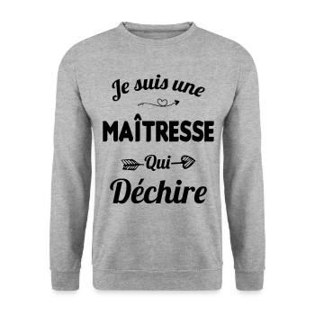 je suis une maîtresse qui déchire cadeau maîtresse - Sweat-shirt Unisexe - gris chiné - Devant - Alina (178cm) & Michal (187cm)