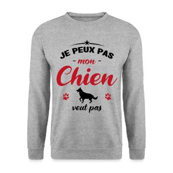 je peux pas mon chien veut pas - Sweat-shirt Unisexe - gris chiné - Devant - Alina (178cm) & Michal (187cm)