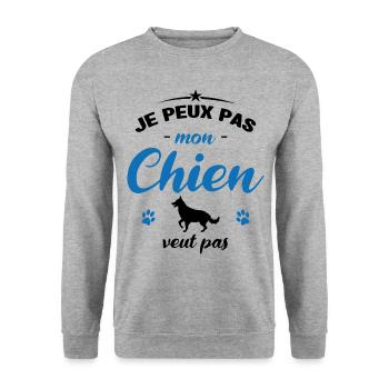 je peux pas mon chien veut pas - Sweat-shirt Unisexe - gris chiné - Devant - Alina (178cm) & Michal (187cm)