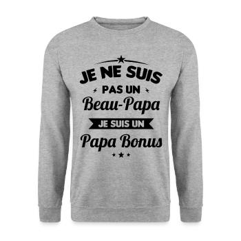 Je ne suis pas un beau-papa je suis un papa bonus - Sweat-shirt Unisexe - gris chiné - Devant - Alina (178cm) & Michal (187cm)