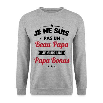 Je ne suis pas un beau-papa je suis un papa bonus - Sweat-shirt Unisexe - gris chiné - Devant - Alina (178cm) & Michal (187cm)