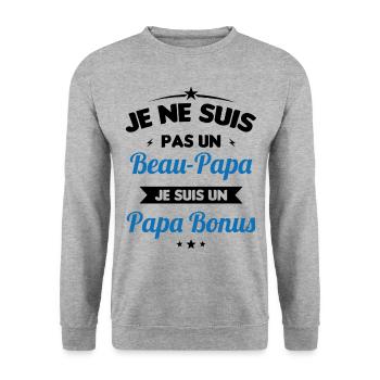 Je ne suis pas un beau-papa je suis un papa bonus - Sweat-shirt Unisexe - gris chiné - Devant - Alina (178cm) & Michal (187cm)