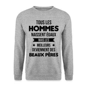 les meilleurs deviennent des beaux pères Cadeau - Sweat-shirt Unisexe - gris chiné - Devant - Alina (178cm) & Michal (187cm)