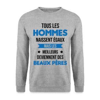 les meilleurs deviennent des beaux pères Cadeau - Sweat-shirt Unisexe - gris chiné - Devant - Alina (178cm) & Michal (187cm)