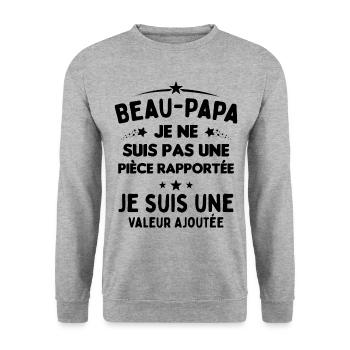 Beau Papa Je suis une Valeur Ajoutée - Sweat-shirt Unisexe - gris chiné - Devant - Alina (178cm) & Michal (187cm)