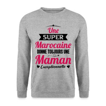 Marocaine future maman fête des mères cadeau drôle - Sweat-shirt Unisexe - gris chiné - Devant - Alina (178cm) & Michal (187cm)