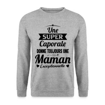 Future mère maman cadeau drôle caporale militaire - Sweat-shirt Unisexe - gris chiné - Devant - Alina (178cm) & Michal (187cm)
