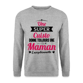 Cuisto cuisinière cadeau drôle maman - Sweat-shirt Unisexe - gris chiné - Devant - Alina (178cm) & Michal (187cm)