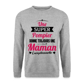 Super pompier maman sapeur pompier future mère - Sweat-shirt Unisexe - gris chiné - Devant - Alina (178cm) & Michal (187cm)