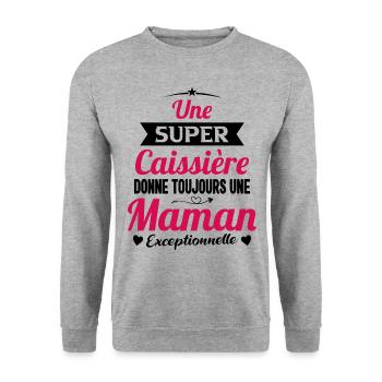 Caissière future maman cadeau fête des mères - Sweat-shirt Unisexe - gris chiné - Devant - Alina (178cm) & Michal (187cm)