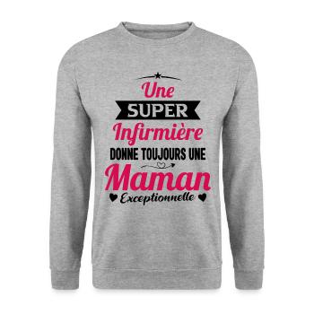 Maman Infirmière exceptionnelle Cadeau - Sweat-shirt Unisexe - gris chiné - Devant - Alina (178cm) & Michal (187cm)