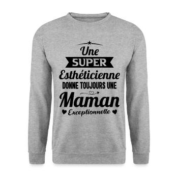 Esthéticienne future maman cadeau annonce mère - Sweat-shirt Unisexe - gris chiné - Devant - Alina (178cm) & Michal (187cm)