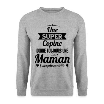 Copine future maman mère cadeau drôle naissance - Sweat-shirt Unisexe - gris chiné - Devant - Alina (178cm) & Michal (187cm)