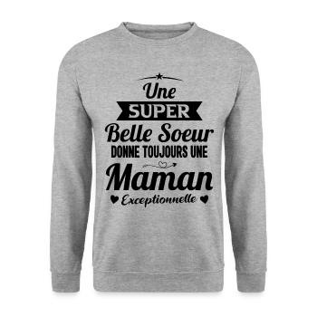 Belle soeur future maman cadeau drôle annonce mère - Sweat-shirt Unisexe - gris chiné - Devant - Alina (178cm) & Michal (187cm)