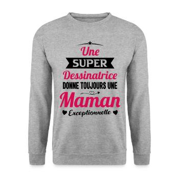 Dessinatrice Maman Cadeau Drôle Femme Future - Sweat-shirt Unisexe - gris chiné - Devant - Alina (178cm) & Michal (187cm)