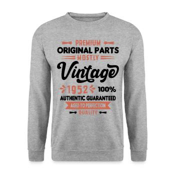 Vintage 1952 Cadeau D'anniversaire - Sweat-shirt Unisexe - gris chiné - Devant - Alina (178cm) & Michal (187cm)