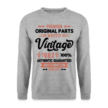 Vintage 1982 Cadeau D'anniversaire - Sweat-shirt Unisexe - gris chiné - Devant - Alina (178cm) & Michal (187cm)