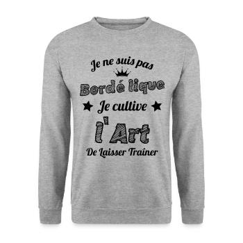 Pas Bordélique l'art De Laisser Traîner Humour - Sweat-shirt Unisexe - gris chiné - Devant - Alina (178cm) & Michal (187cm)