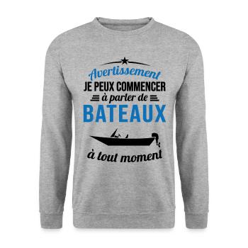 Parler De Bateaux À Tout Moment Cadeau Pêcheur - Sweat-shirt Unisexe - gris chiné - Devant - Alina (178cm) & Michal (187cm)