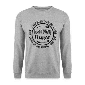Labor & Delivery Infirmière Escouade des Soins Infirmiers - Sweat-shirt Unisexe - gris chiné - Devant - Alina (178cm) & Michal (187cm)