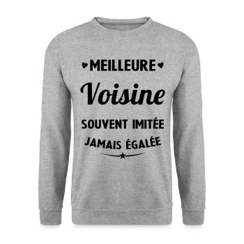 Meilleure voisine souvent imitée jamais égalée - Sweat-shirt Unisexe - gris chiné - Devant - Alina (178cm) & Michal (187cm)