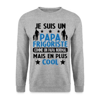 Je suis un Papa Frigoriste Comme un Papa normal - Sweat-shirt Unisexe - gris chiné - Devant - Alina (178cm) & Michal (187cm)