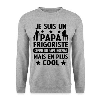 Je suis un Papa Frigoriste Comme un Papa normal - Sweat-shirt Unisexe - gris chiné - Devant - Alina (178cm) & Michal (187cm)