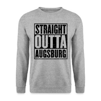 Straight Outta Augsbourg - Sweat-shirt Unisexe - gris chiné - Devant - Alina (178cm) & Michal (187cm)