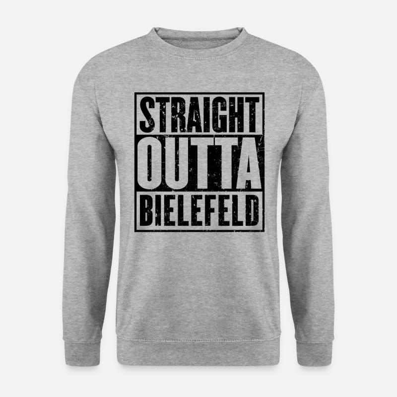 Gerade Outta Bielefeld - Unisex Pullover - Weißgrau meliert