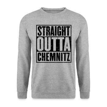 Tout droit Outta Chemnitz - Sweat-shirt Unisexe - gris chiné - Devant - Alina (178cm) & Michal (187cm)