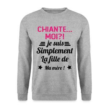 Chiante moi je suis simplement la fille de ma mère - Sweat-shirt Unisexe - gris chiné - Devant - Alina (178cm) & Michal (187cm)
