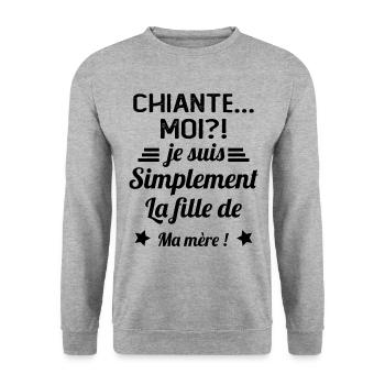 Chiante moi je suis simplement la fille de ma mère - Sweat-shirt Unisexe - gris chiné - Devant - Alina (178cm) & Michal (187cm)