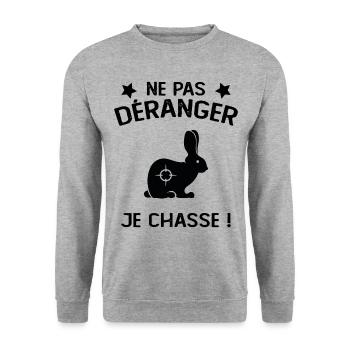 Ne Pas déranger Je Chasse ! - Sweat-shirt Unisexe - gris chiné - Devant - Alina (178cm) & Michal (187cm)