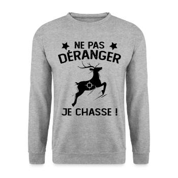 Ne Pas déranger Je Chasse ! - Sweat-shirt Unisexe - gris chiné - Devant - Alina (178cm) & Michal (187cm)