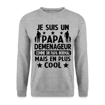 Je suis un Papa Déménageur Plus Cool - Sweat-shirt Unisexe - gris chiné - Devant - Alina (178cm) & Michal (187cm)