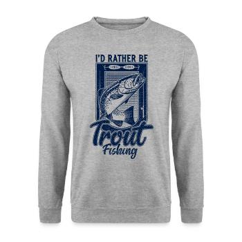 Ich wäre lieber Forellenfischen lustiger Fischer - Unisex Pullover - Weißgrau meliert - Vorne - Alina (178cm) & Michal (187cm)